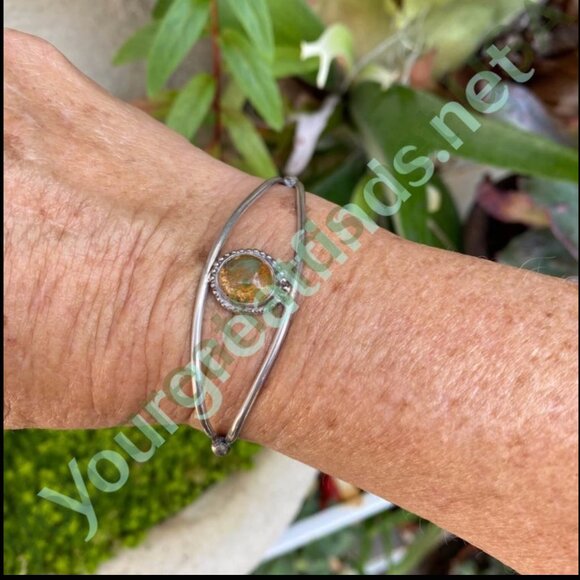 Vintage Navajo Cuff Bracelet with Boulder Turquoise Sterling Silver - Picture 6 of 6